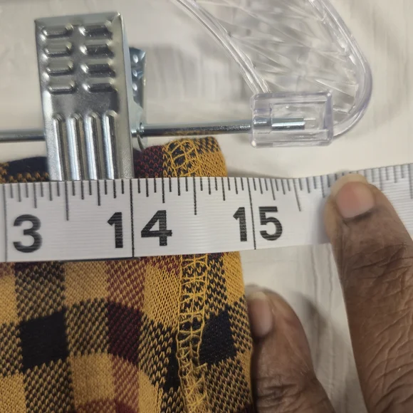 Philosophy Republic Mustard & Burgundy Plaid Flare High Waist Pants Size: M - Picture 9 of 10